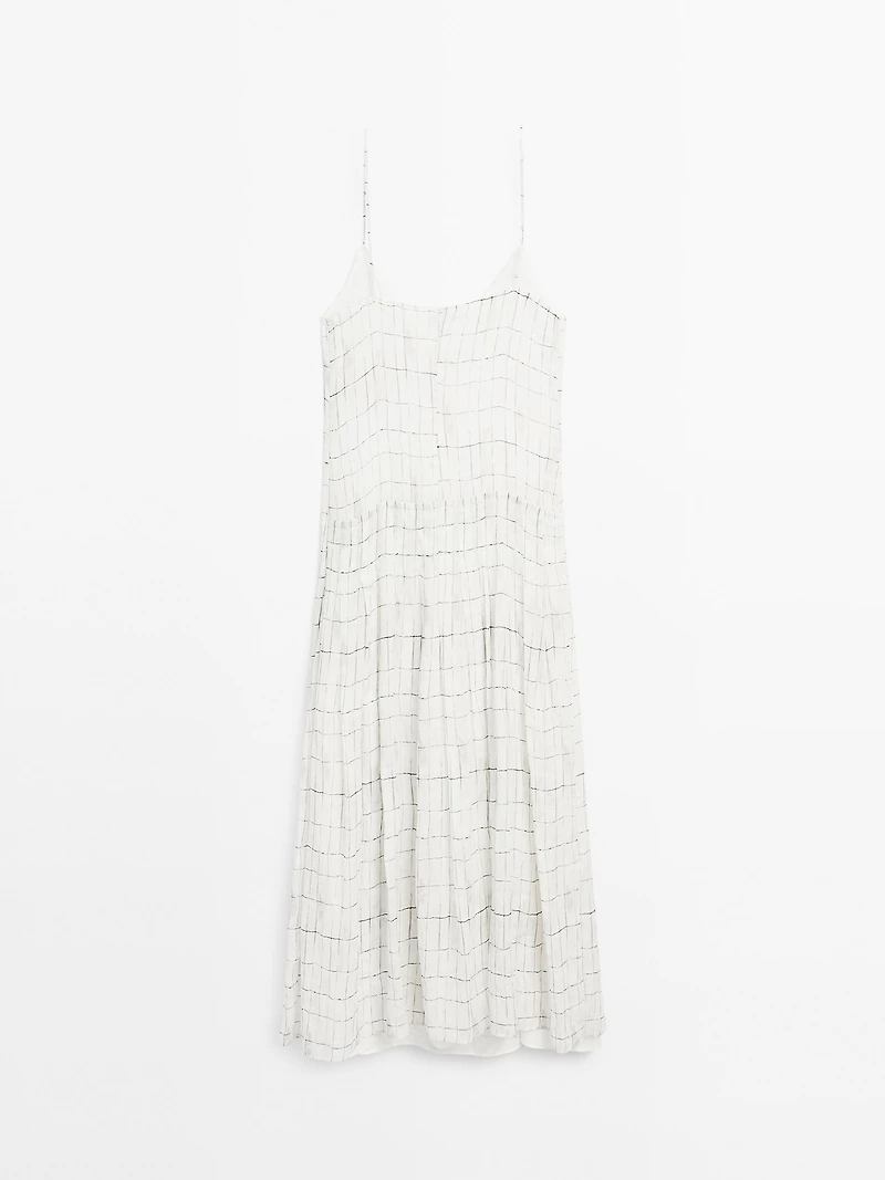 Flared check midi dress