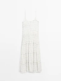 Flared check midi dress