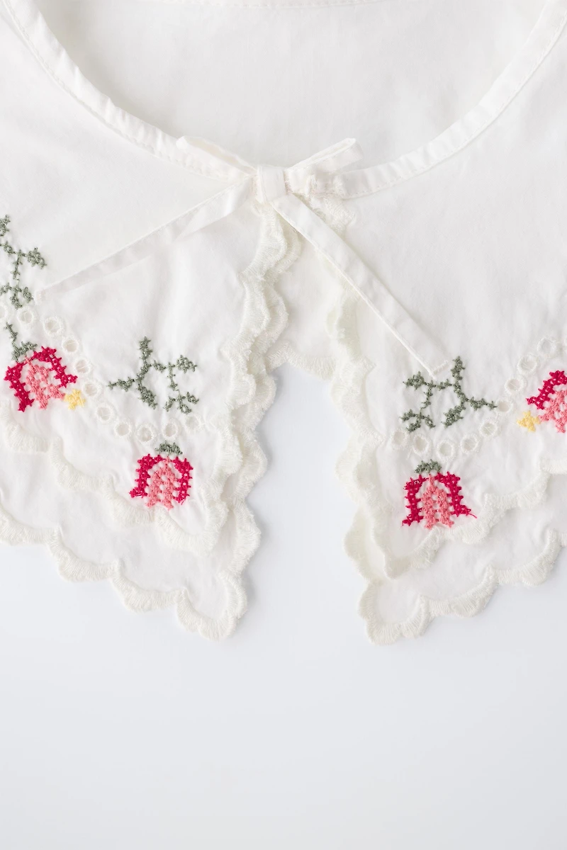 CROSS-STITCH EMBROIDERED POPLIN COLLAR