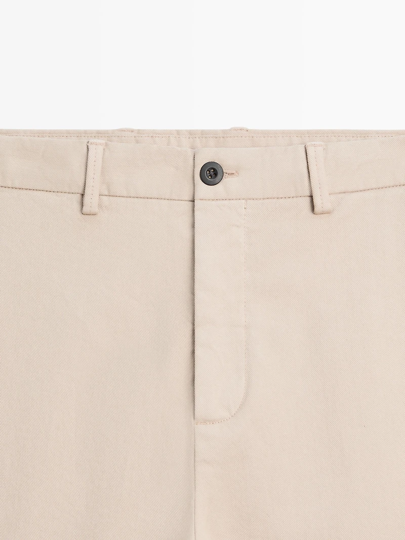 Cotton twill pants with elasticated waistband