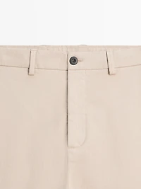 Cotton twill pants with elasticated waistband