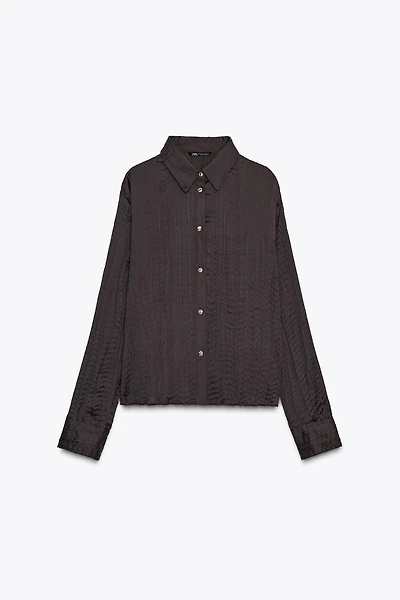 CHEMISE OVERSIZE SATINÉE À EFFET FROISSÉ