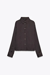 CHEMISE OVERSIZE SATINÉE À EFFET FROISSÉ