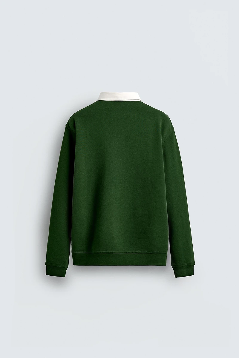 CONTRAST COLLAR POLO SWEATSHIRT