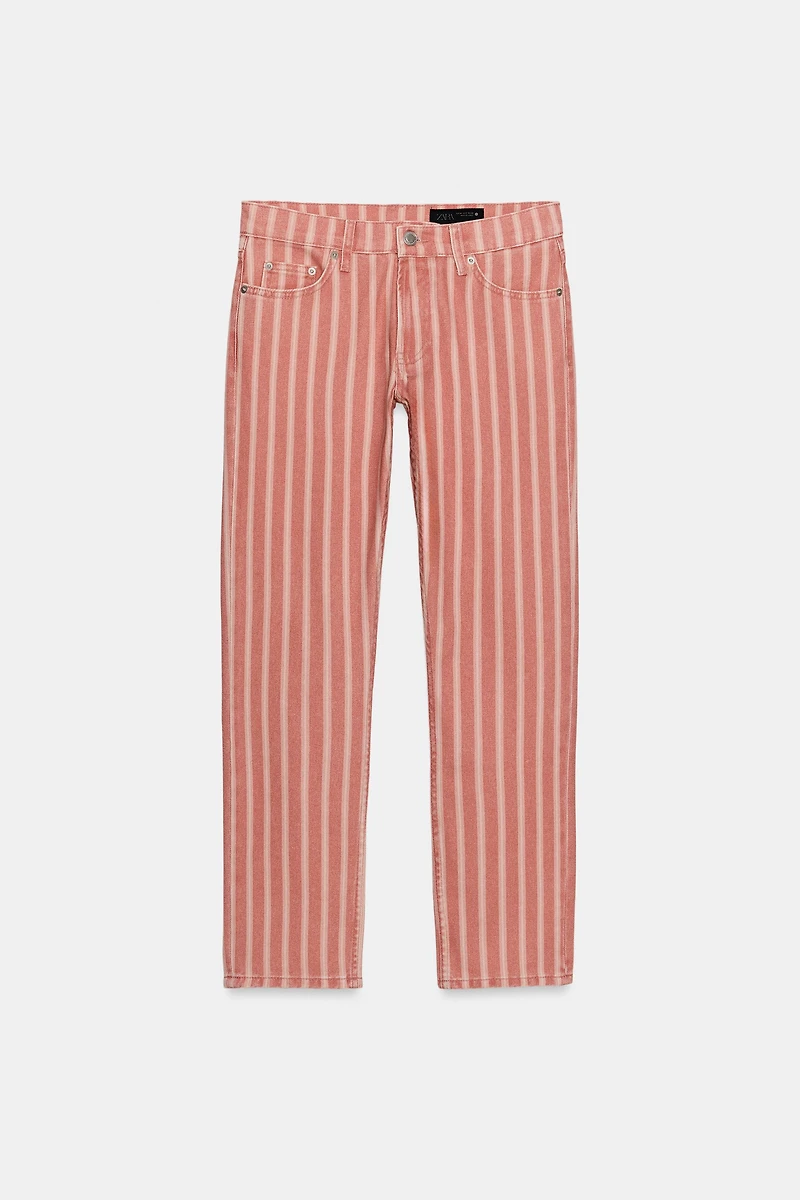 ZW COLLECTION MID-RISE STRIPED SLIM JEANS