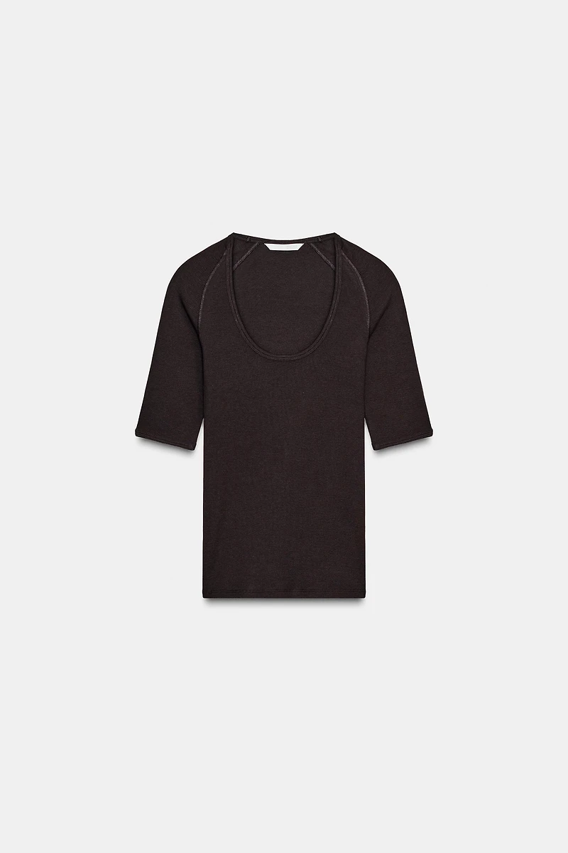 T-SHIRT CÔTELÉ RAGLAN
