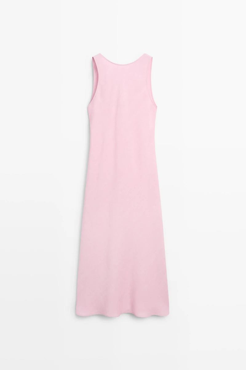 Flowing linen-blend midi dress
