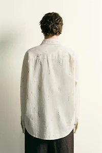 EMBROIDERED COTTON-LINEN RELAXED FIT SHIRT