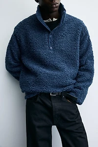 FLEECE SWEATSHIRT WITH SHEARLING EFFECT