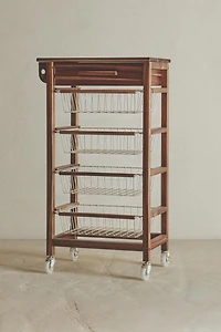 MEUBLE DE RANGEMENT BOIS ET MÉTAL À ROULETTES