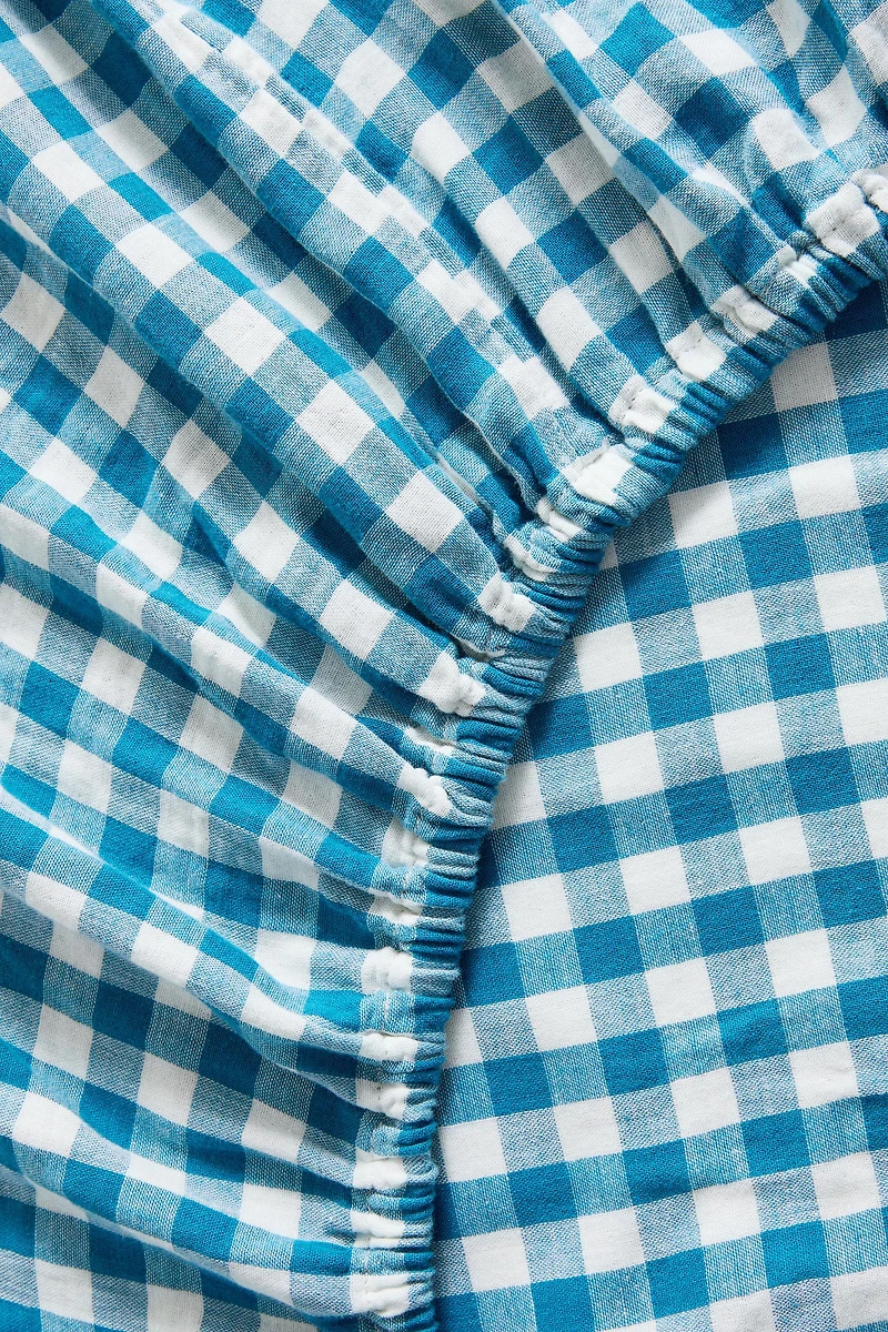 KIDS' CHIFFON CHECKED FITTED SHEET