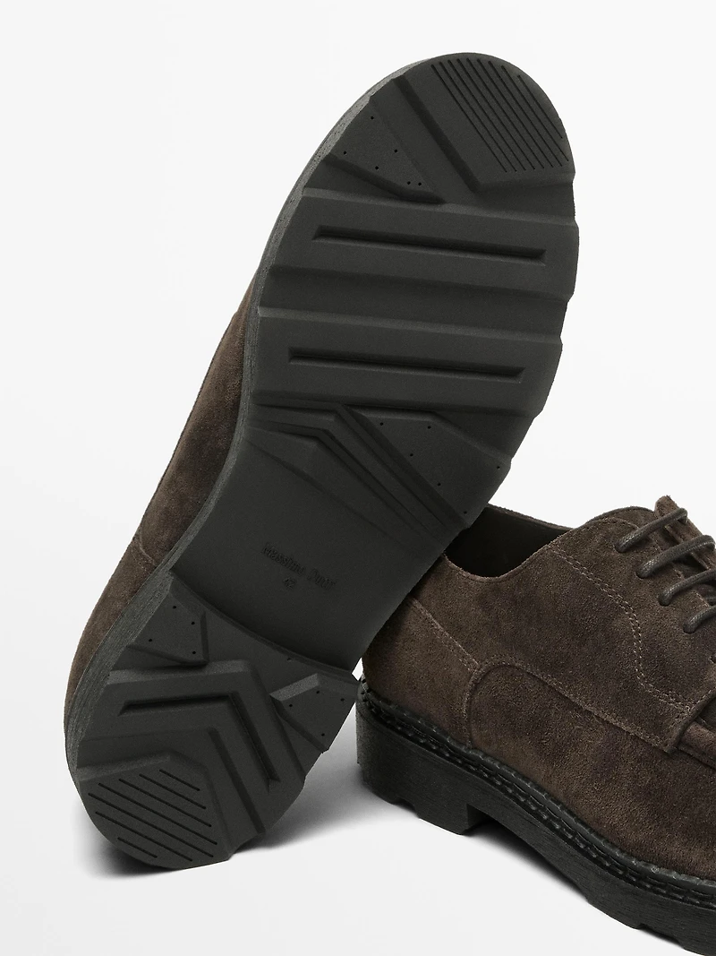 Moc toe split suede shoes