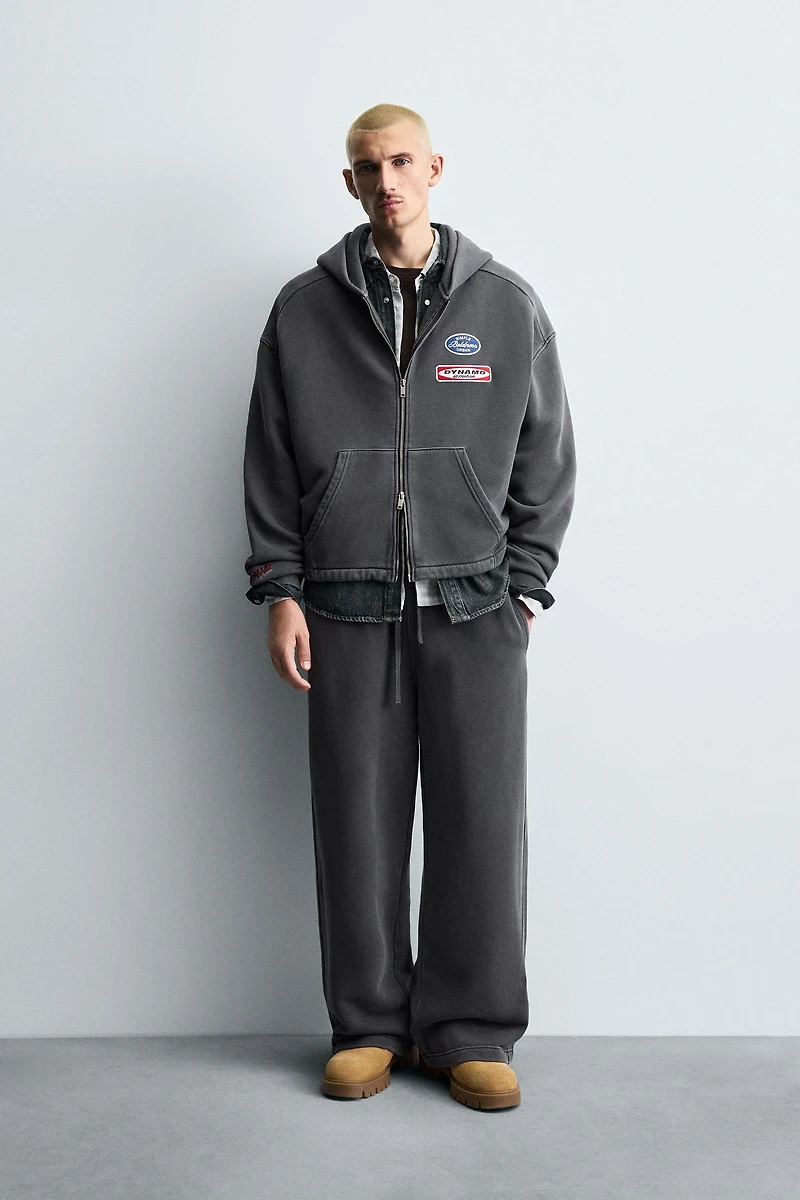 WASHED HOODIE WITH PATCHES