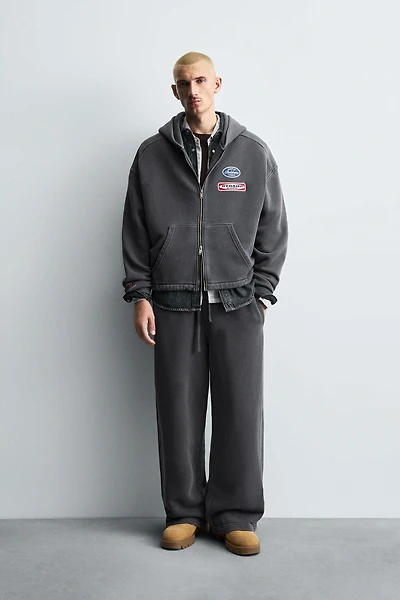 WASHED HOODIE WITH PATCHES