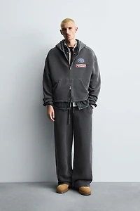 WASHED HOODIE WITH PATCHES