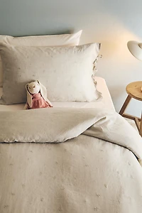 HOUSSE DE COUETTE ENFANT LIN BRODERIE FLEUR