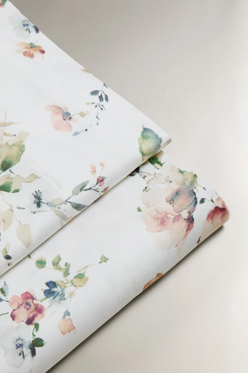 DRAP DE DESSUS SATIN FLEURS SAUVAGES (300 FILS)