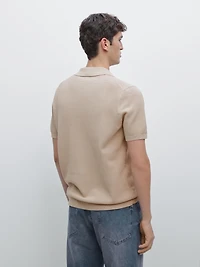 Textured knit V-neck polo shirt