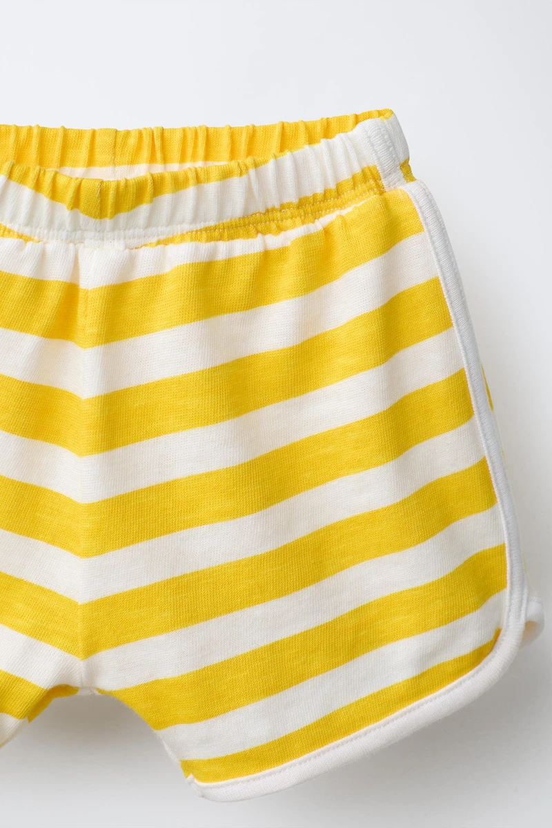 STRIPED PRINT T-SHIRT AND BERMUDA SHORTS SET