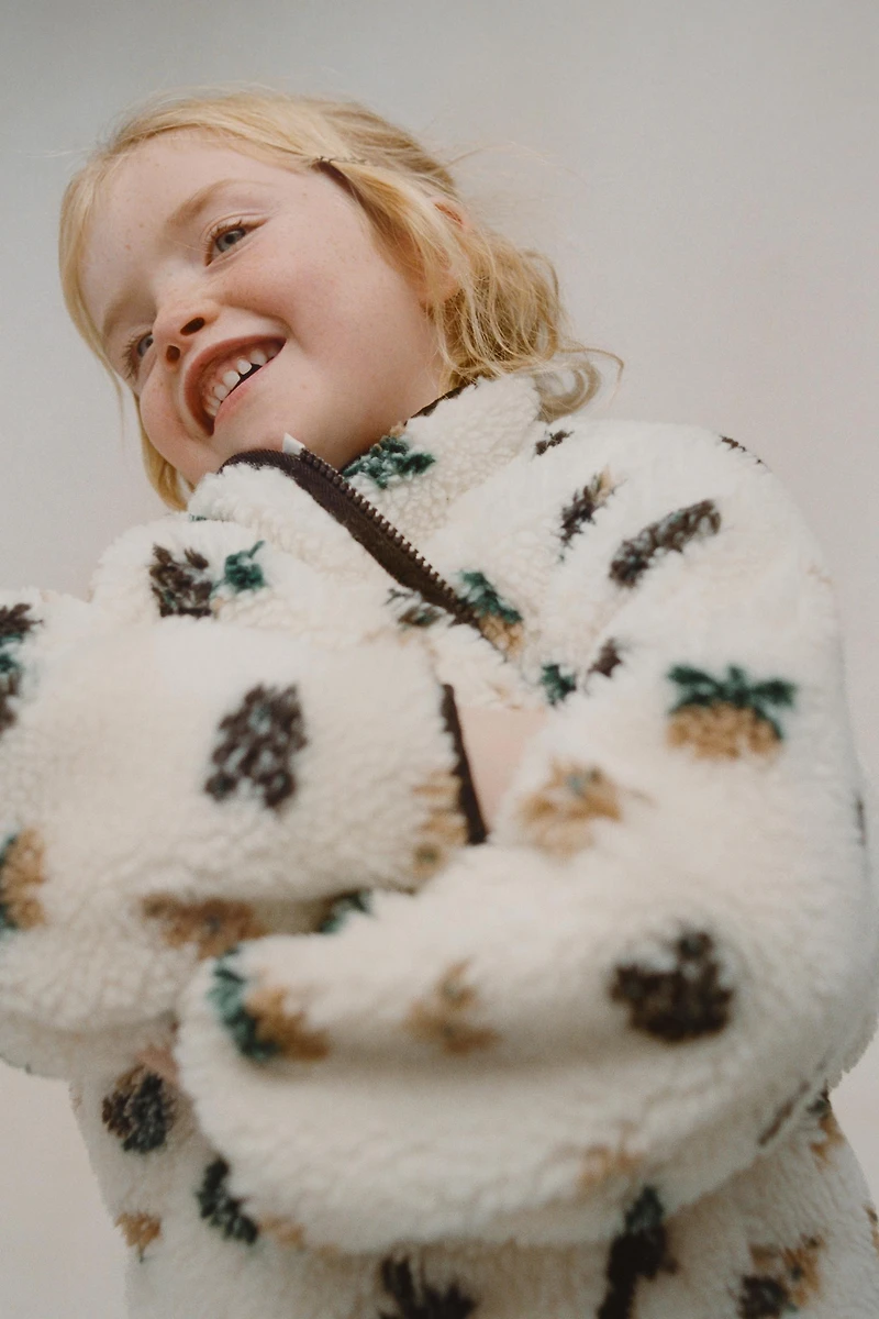 FLEECE FLORAL JACKET