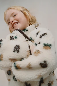 FLEECE FLORAL JACKET