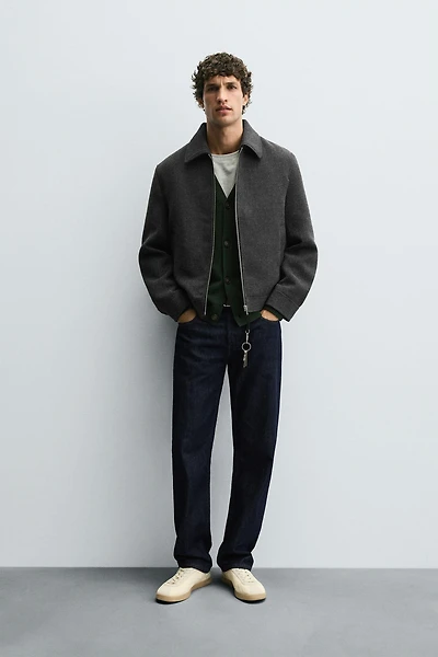 ZIP-UP WOOL EFFECT JACKET