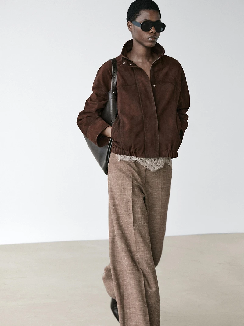 Pantalon large volume en laine mélangée