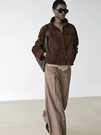 Pantalon large volume en laine mélangée
