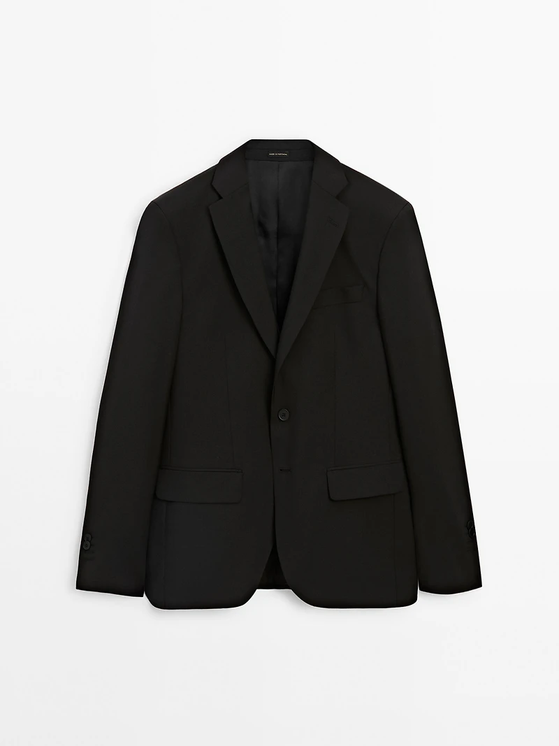 100% cool wool suit blazer