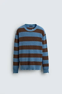STRIPED PURL KNIT SWEATER