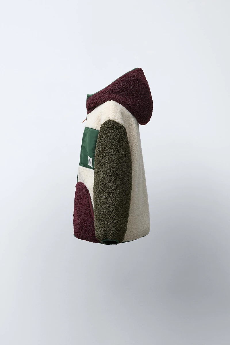 BLOUSON EFFET MOUTON COLOR BLOCK DOUBLURE POLAIRE