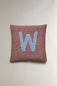 CHILDREN'S EMBROIDERED LETTER W THROW PILLOW