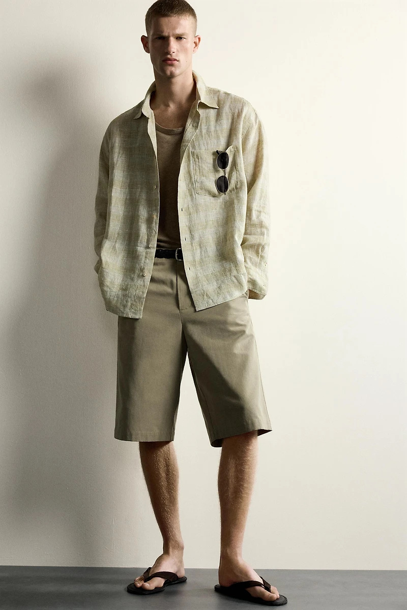 CHEMISE RELAXED FIT À CARREAUX 100% LIN