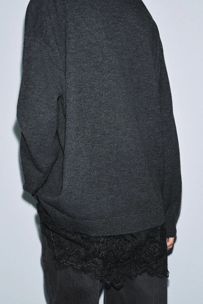 LONG COMBINATION LACE KNIT JUMPER