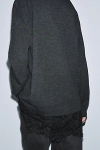 LONG COMBINATION LACE KNIT JUMPER