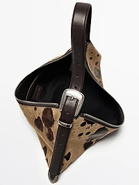 Animal print hair-on leather bag