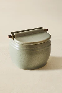 STONEWARE SALT SHAKER WITH LID