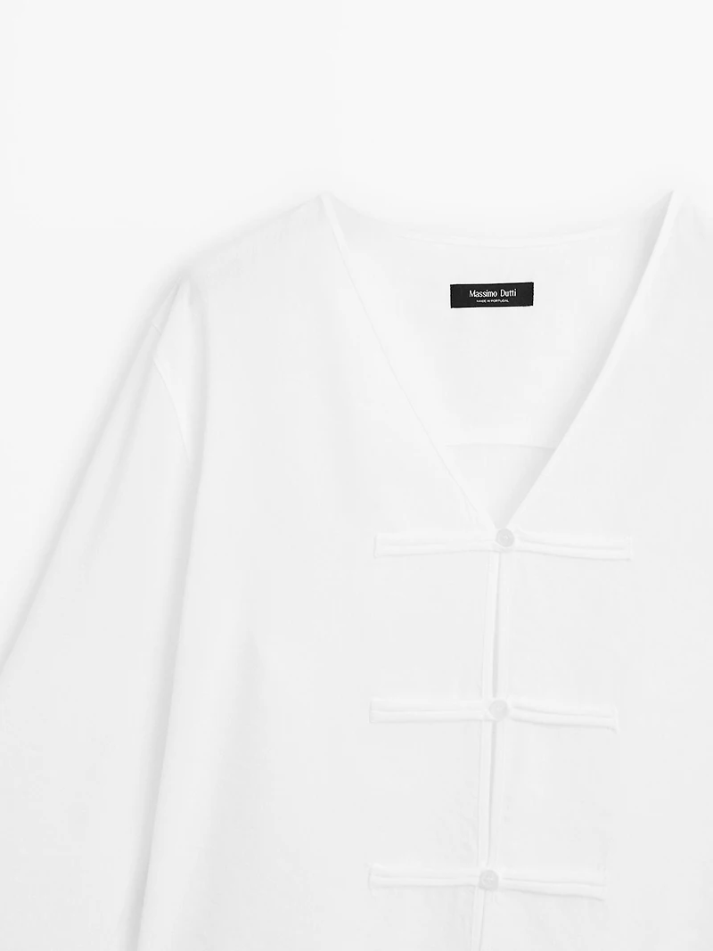 Blouse fluide lin à col en V