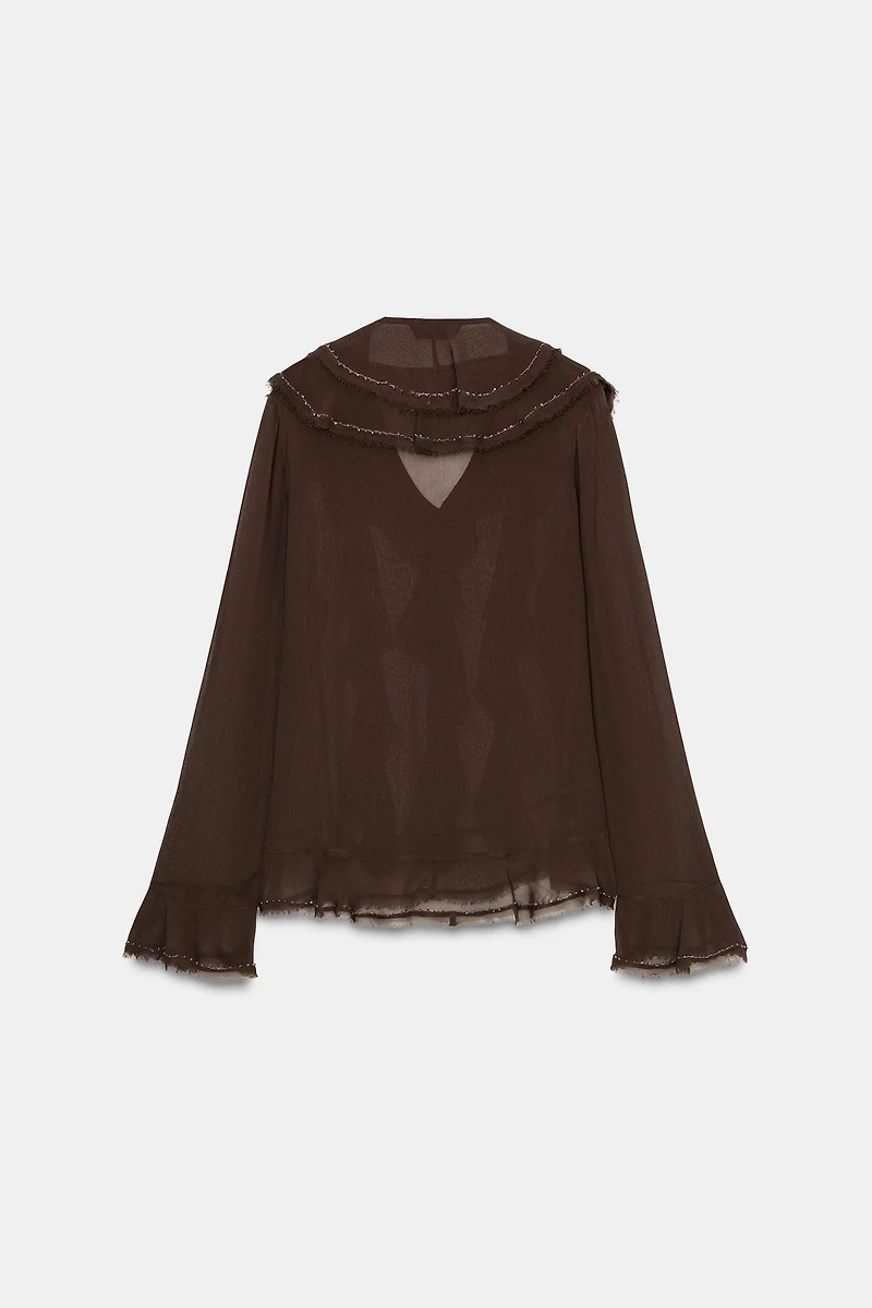 ZW COLLECTION BEADED RUFFLE BLOUSE