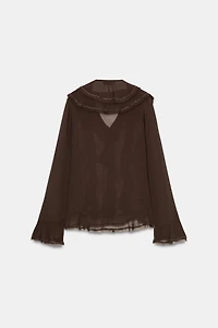 ZW COLLECTION BEADED RUFFLE BLOUSE