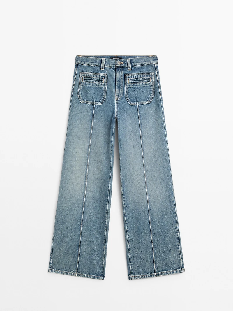 Mid-rise wide-leg jeans