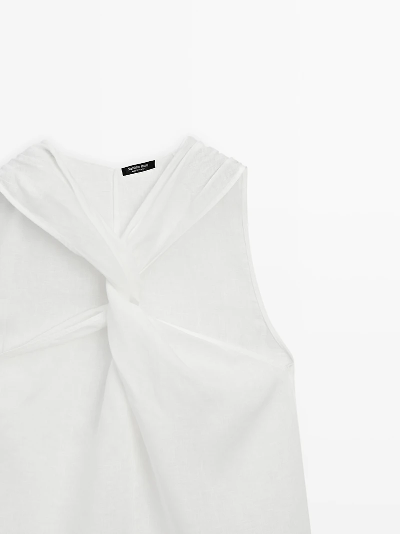100% linen crossover top
