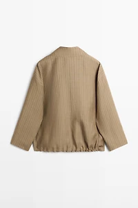 Striped linen blend bomber jacket