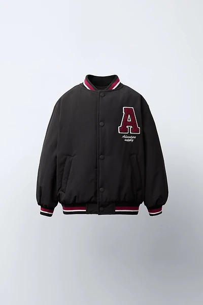 PATCH SHEARLING LINED BOMBER JACKET