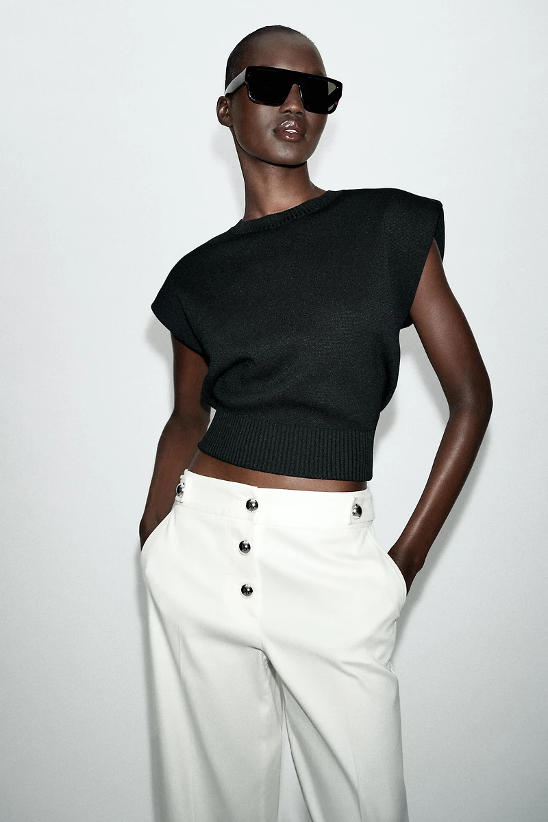 METALLIC BUTTON PANTS