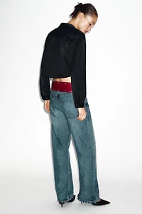 CROPPED SATIN EFFECT SHIRT