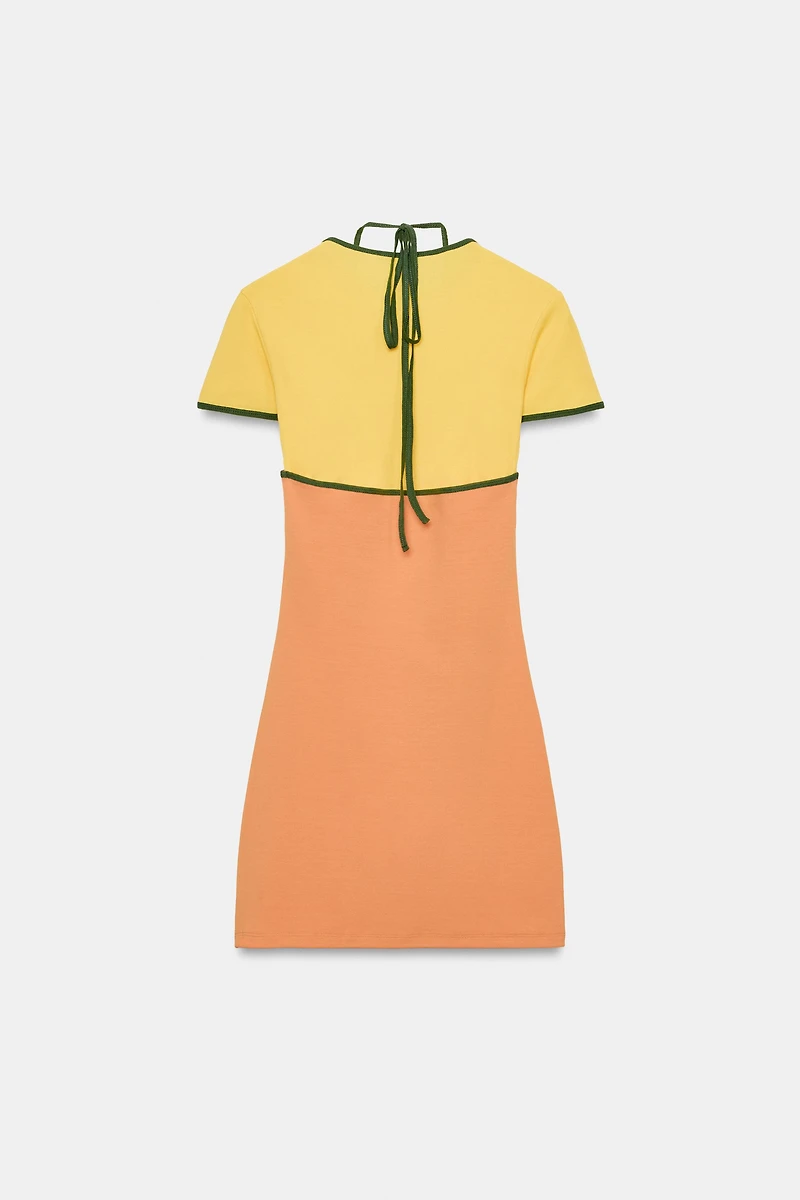 FAUX DOUBLE EFFECT MINI DRESS