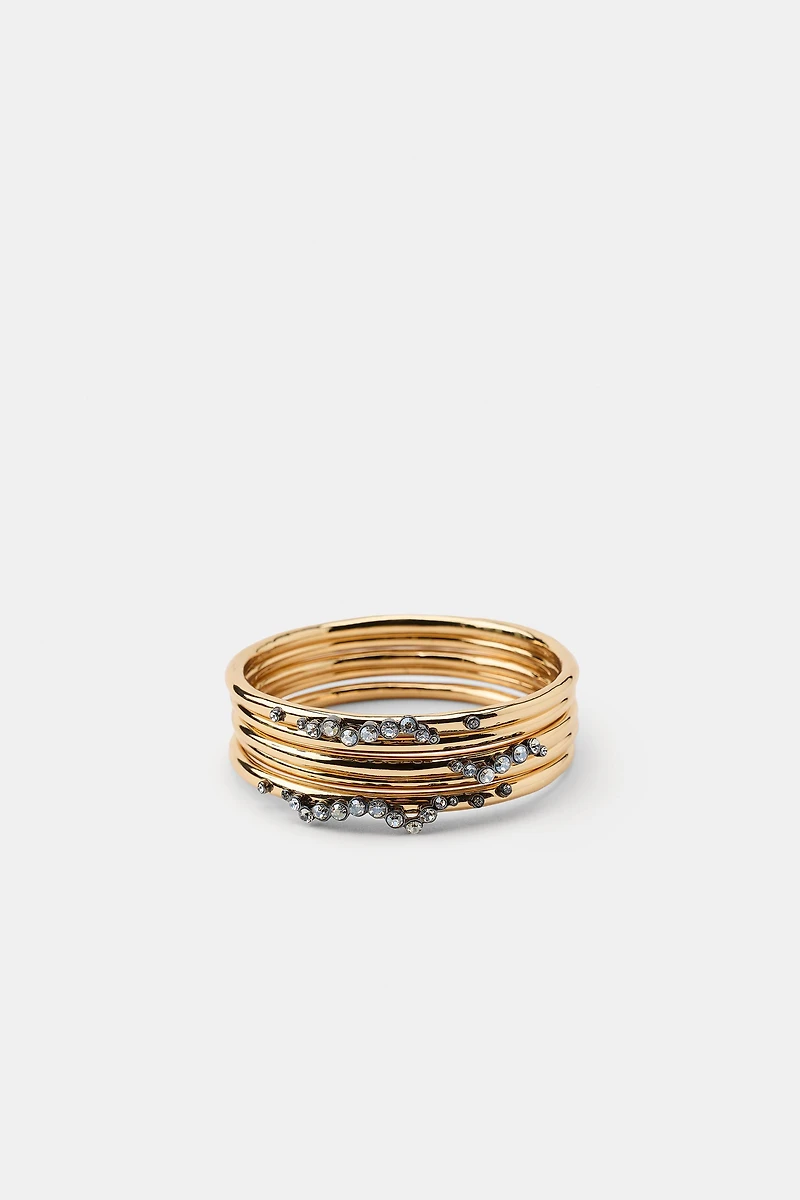 5-PACK OF METALLIC RHINESTONE BRACELETS