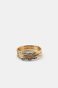 5-PACK OF METALLIC RHINESTONE BRACELETS