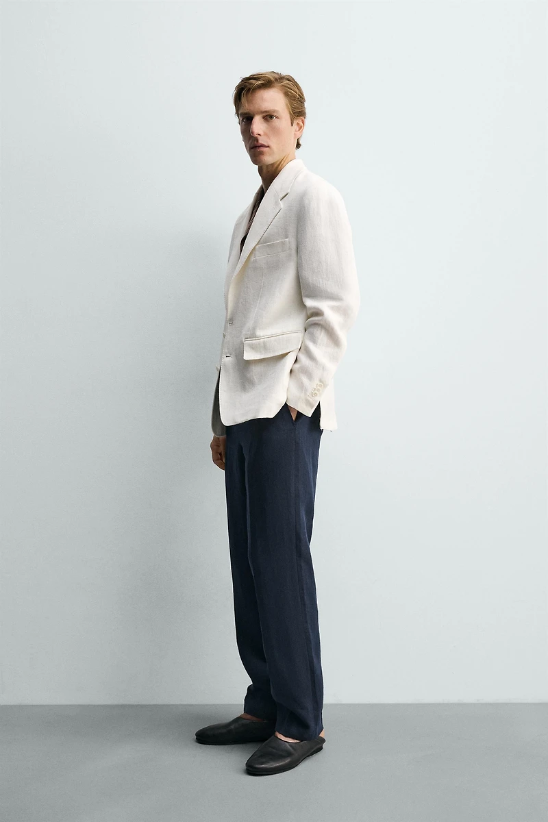 100% LINEN RELAXED FIT SUIT JACKET